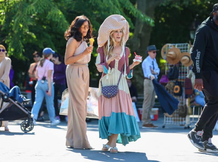 'And Just Like That' Filming In New York City sarah jessica parker are seen on the film set of the 'and just like that'