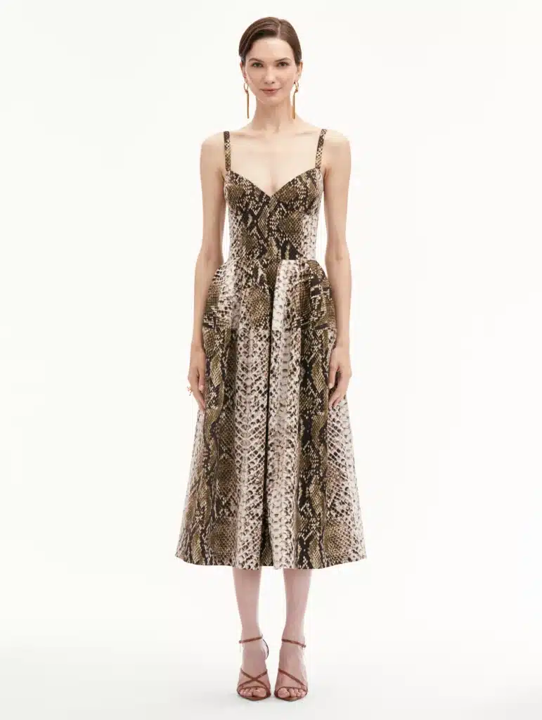 Oscar de la Renta snake print šaty rok hada