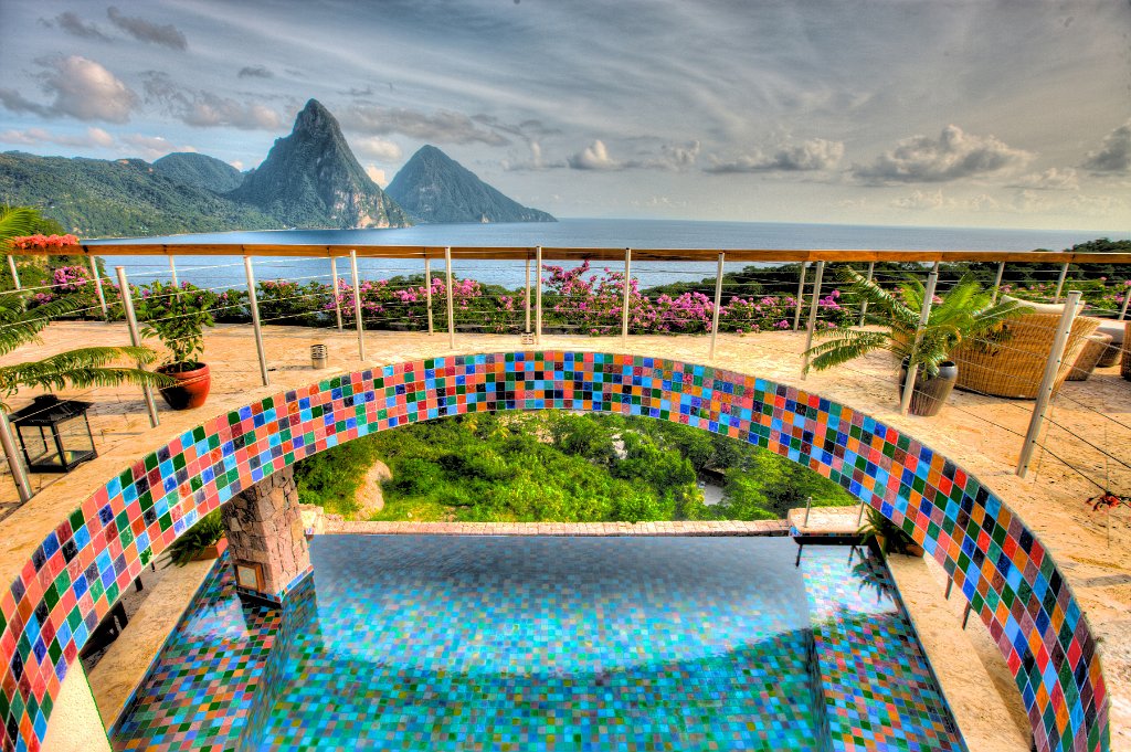 Jade Mountain svatá Lucie Karibik bazény